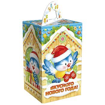 Синички - сладкий новогодний подарок в упаковке из картона.